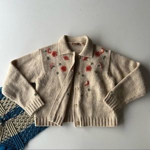 Ann Taylor Cream Floral Cardigan